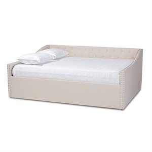Baxton Studio Haylie Queen Size Beige Upholstered Daybed