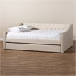 Baxton Studio Haylie Queen Size Beige Upholstered Daybed with Trundle