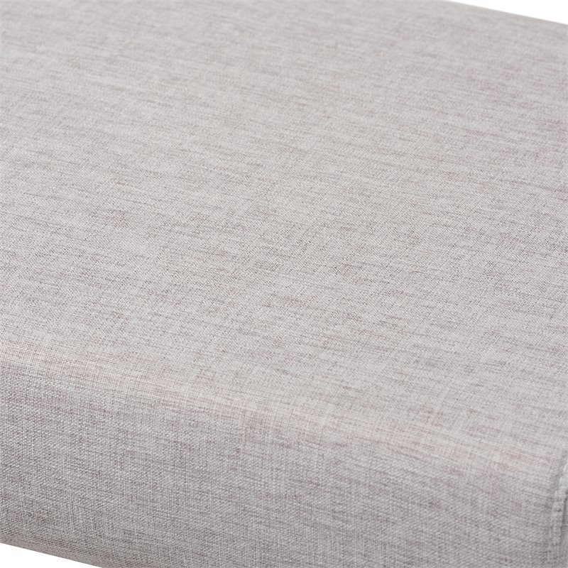 Baxton Studio Rika Greyish Beige Upholstered Walnut Brown Boomerang Bench