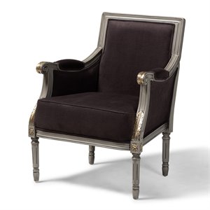 baxton studio georgette brown velvet upholstered grey armchair