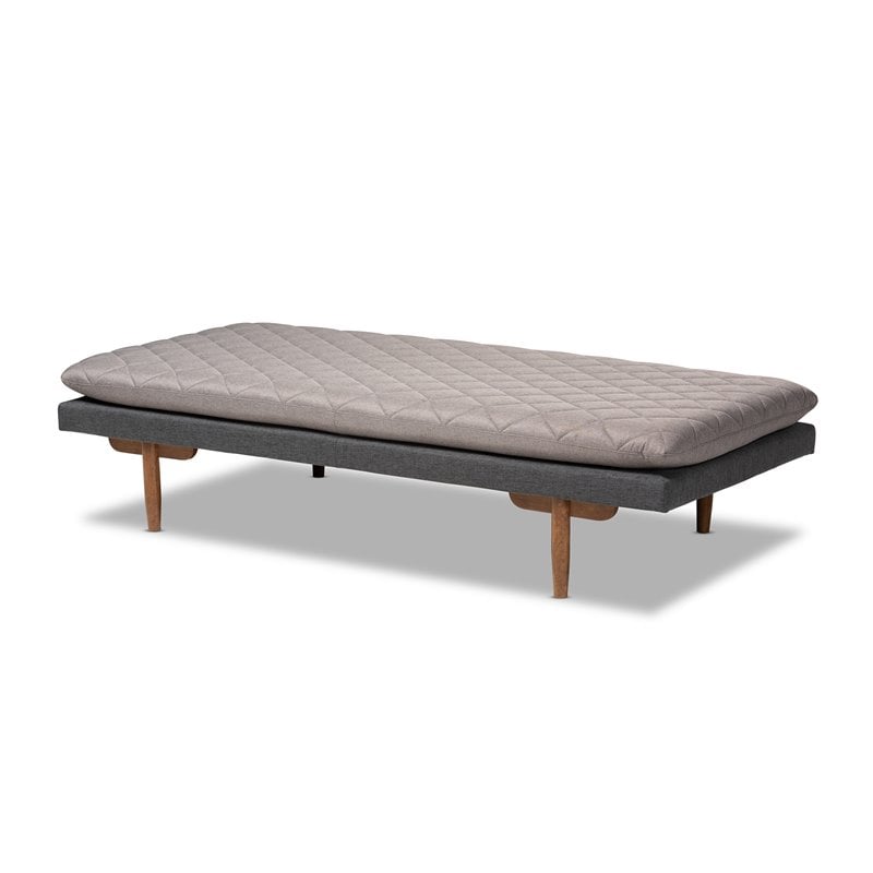 Baxton Studio Marit Two-Tone Grey Upholstered Walnut Wood Daybed