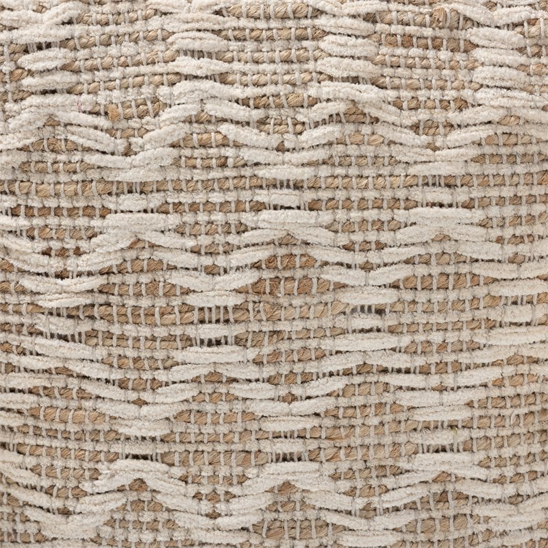 Baxton Studio Noland Natural and Ivory Handwoven Cotton and Hemp Pouf Ottoman