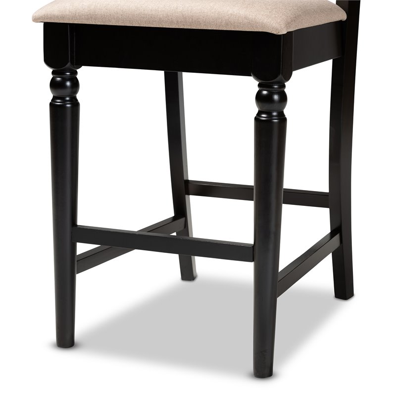 Set of 2 Baxton Studio Arden Sand Upholstered Wood Counter Stools