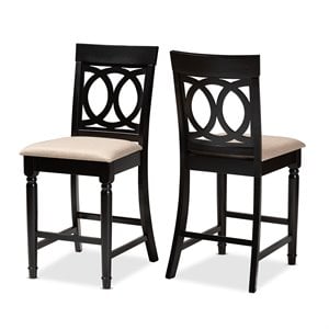 Set of 2 Baxton Studio Verina Sand Upholstered Wood Counter stools