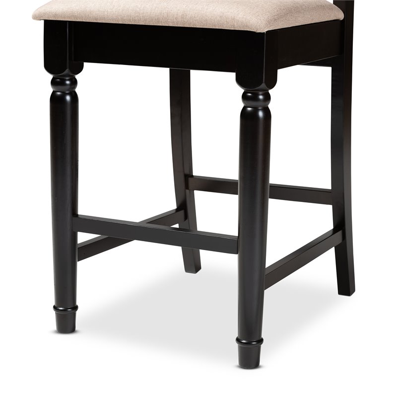Set of 2 Baxton Studio Darcie Sand Upholstered Wood Counter stools