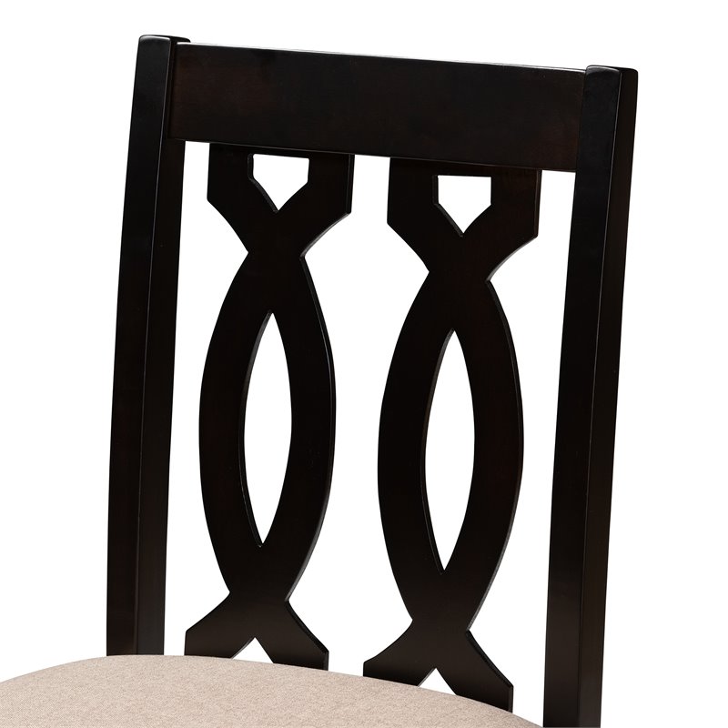 Set of 2 Baxton Studio Darcie Sand Upholstered Wood Counter stools