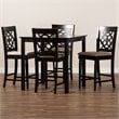 Baxton Studio Arden Sand Upholstered Espresso 5-piece Wood Pub Set