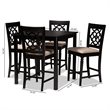 Baxton Studio Arden Sand Upholstered Espresso 5-piece Wood Pub Set