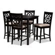 Baxton Studio Arden Sand Upholstered Espresso 5-piece Wood Pub Set