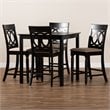 Baxton Studio Verina Sand Upholstered Espresso Wood 5-piece Pub Set