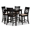 Baxton Studio Verina Sand Upholstered Espresso Wood 5-piece Pub Set