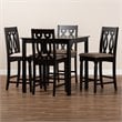 Baxton Studio Darcie Sand Upholstered Espresso Wood 5-piece Pub Set