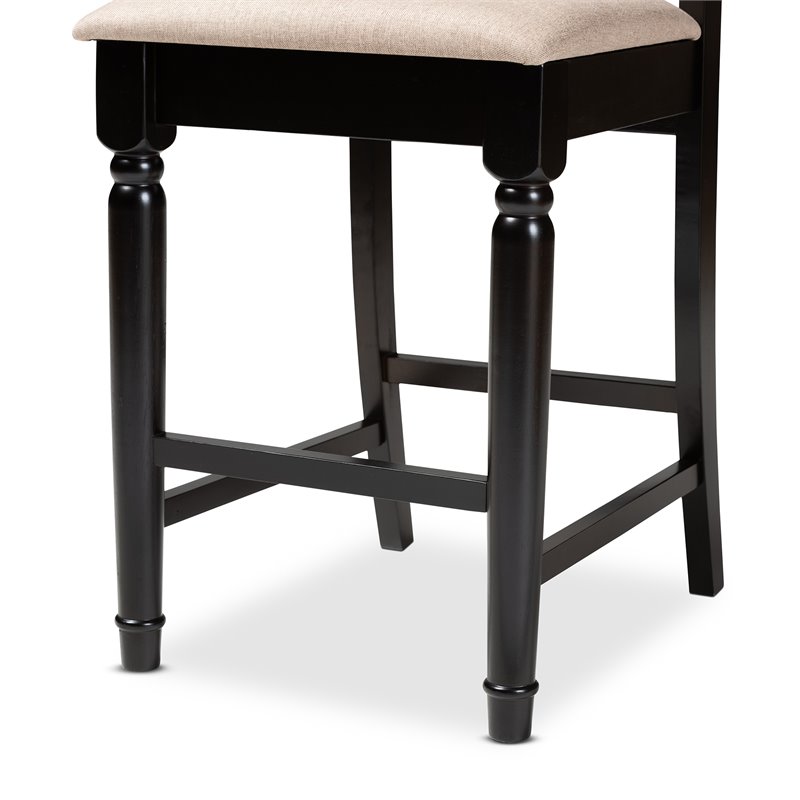 Baxton Studio Darcie Sand Upholstered Espresso Wood 5-piece Pub Set