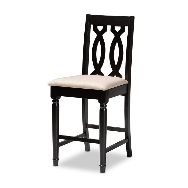 Baxton Studio Darcie Sand Upholstered Espresso Wood 5-piece Pub Set