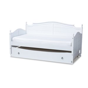 baxton studio twin size mara white wood daybed withtrundle bed