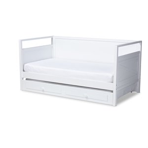baxton studio cintia white wood twin size daybed with trundle