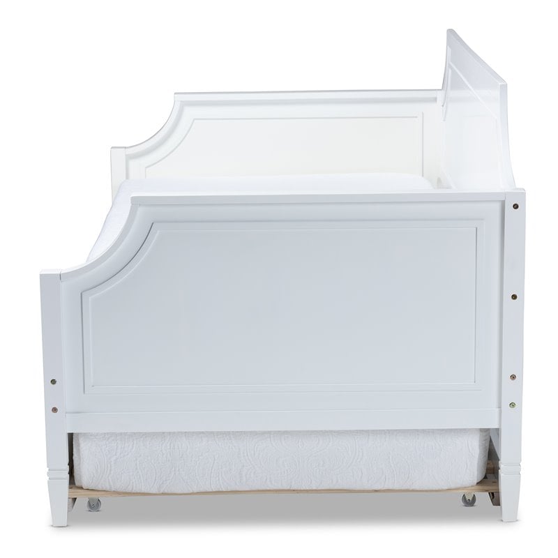 Baxton Studio Mariana White  Wood Twin Size Daybed with Trundle