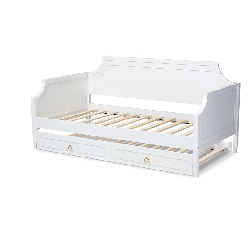 Baxton Studio Mariana White  Wood Twin Size Daybed with Trundle
