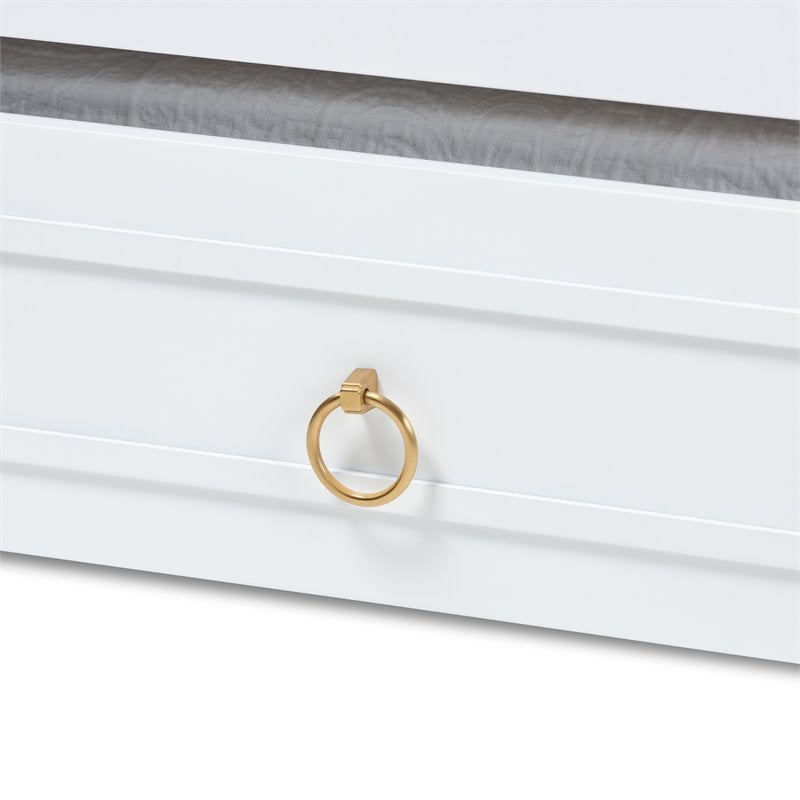 Baxton Studio Mariana White  Wood Twin Size Daybed with Trundle