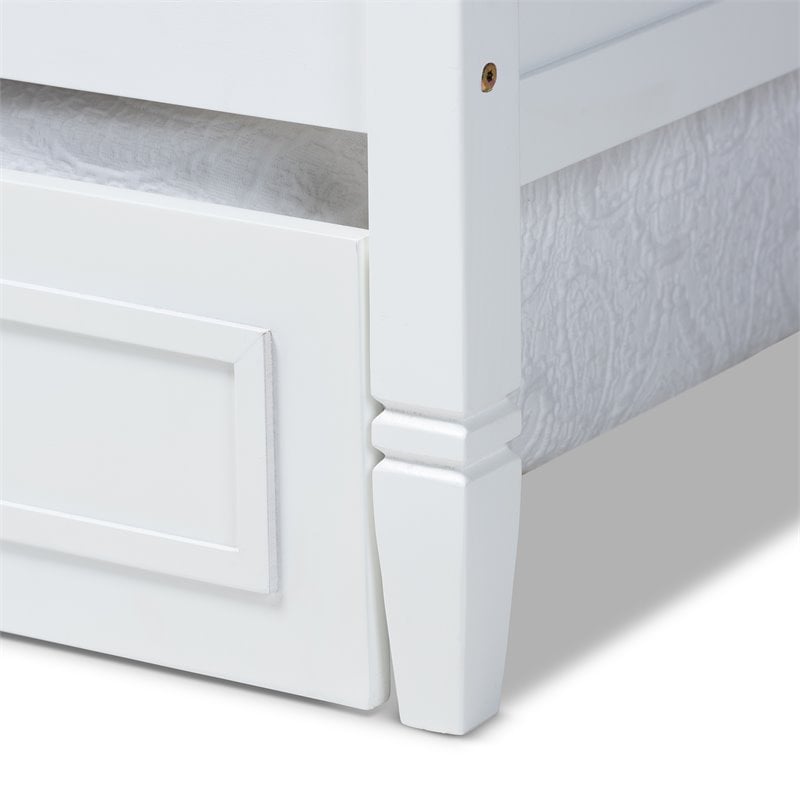 Baxton Studio Mariana White  Wood Twin Size Daybed with Trundle