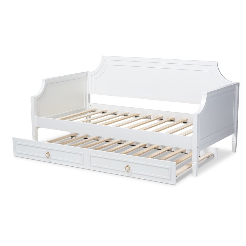 Baxton Studio Mariana White  Wood Twin Size Daybed with Trundle