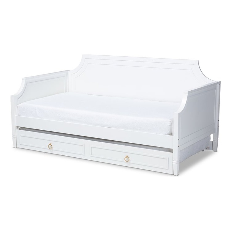 Baxton Studio Mariana White  Wood Twin Size Daybed with Trundle