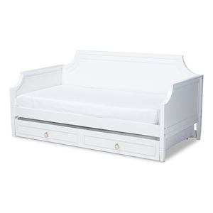 baxton studio mariana white  wood twin size daybed with trundle
