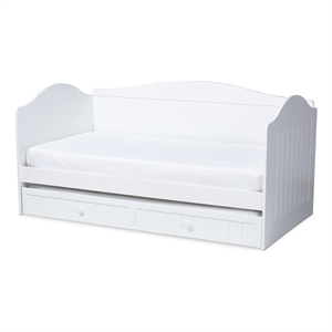 baxton studio neves white wood twin size daybed with trundle
