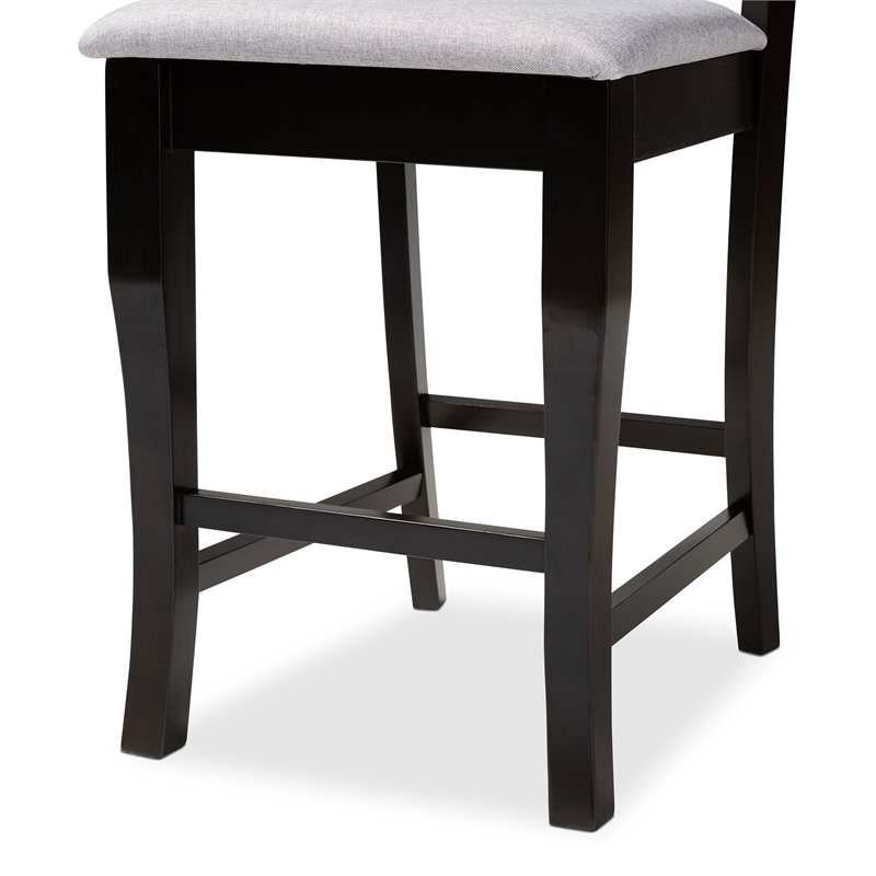 Set of 2 Baxton Studio Alora Grey Upholstered Wood Counter Stools