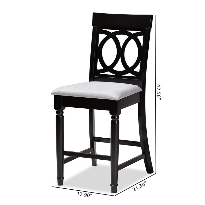 Set of 2 Baxton Studio Verina Grey Upholstered Wood Counter Stools