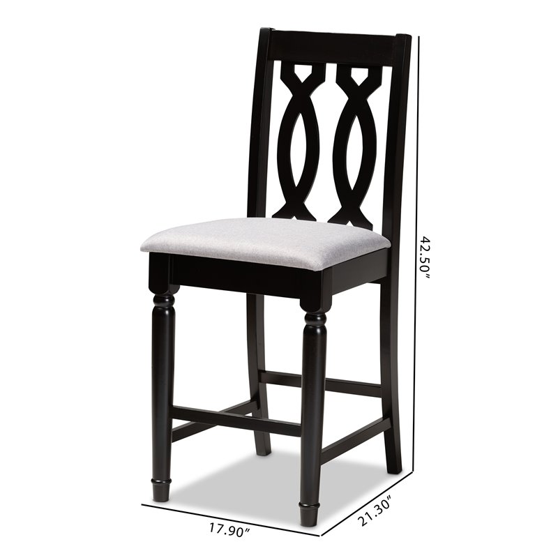 Set of 2 Baxton Studio Darcie Grey Upholstered Wood Counter stools