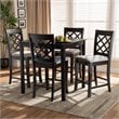 Baxton Studio Alora Grey Upholstered Espresso Wood 5-Piece Pub Set