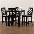 Baxton Studio Alora Grey Upholstered Espresso Wood 5-Piece Pub Set
