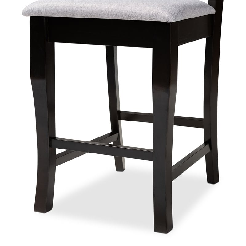 Baxton Studio Alora Grey Upholstered Espresso Wood 5-Piece Pub Set