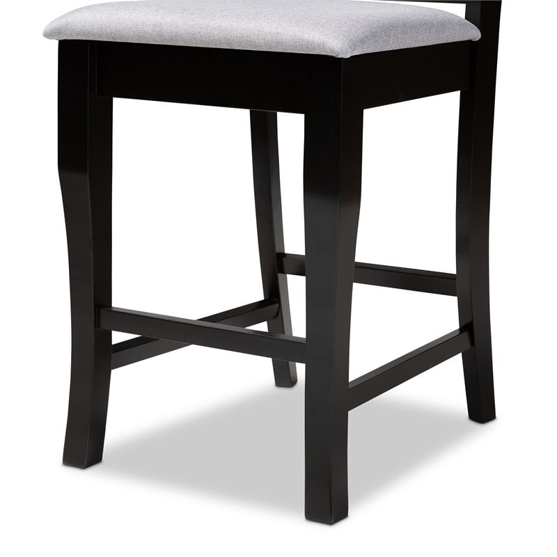 Baxton Studio Nisa Grey Upholstered Espresso Wood 5-Piece Pub Set