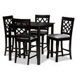 Baxton Studio Nisa Grey Upholstered Espresso Wood 5-Piece Pub Set