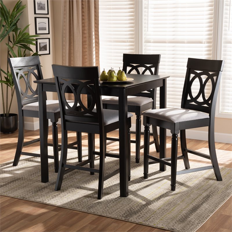 Baxton Studio Verina Grey Upholstered Espresso Wood 5-piece Pub Set