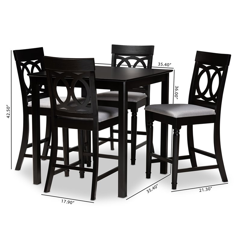 Baxton Studio Verina Grey Upholstered Espresso Wood 5-piece Pub Set