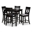 Baxton Studio Verina Grey Upholstered Espresso Wood 5-piece Pub Set