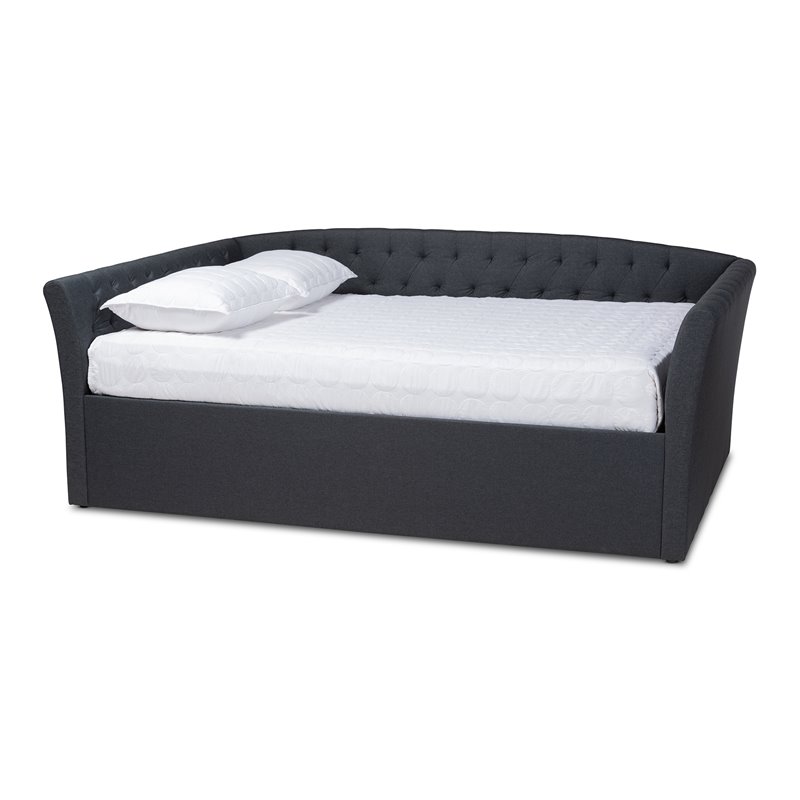 Baxton Studio Delora Queen Size Dark Grey Upholstered Daybed