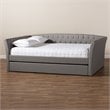 Baxton Studio Delora Full Size Light Grey Upholstered Daybed with Trundle