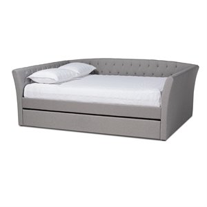 baxton studio delora full size light grey upholstered daybed with trundle