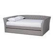 Baxton Studio Delora Queen Size Light Grey Upholstered Daybed with Trundle