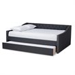Baxton Studio Haylie Full Size Dark Grey Upholstered Daybed with Trundle