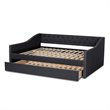Baxton Studio Haylie Queen Size Dark Grey Upholstered Daybed with Trundle