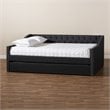 Baxton Studio Haylie Queen Size Dark Grey Upholstered Daybed with Trundle