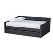 Baxton Studio Haylie Queen Size Dark Grey Upholstered Daybed with Trundle