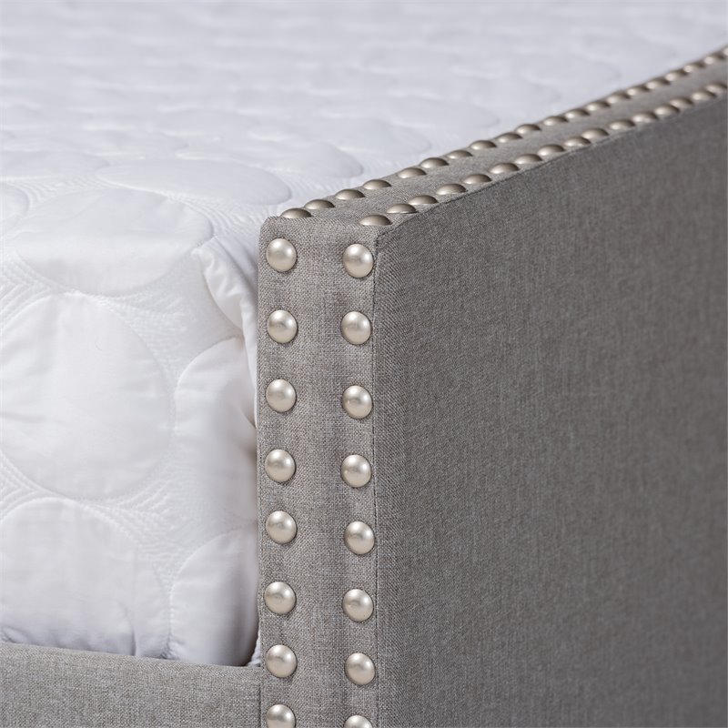 Baxton Studio Haylie Full Size Light Grey Upholstered Daybed with Trundle