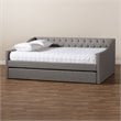 Baxton Studio Haylie Full Size Light Grey Upholstered Daybed with Trundle