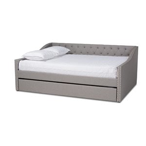 baxton studio haylie full size light grey upholstered daybed with trundle